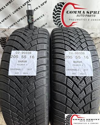 2 PNEUMATICI 205/55 R16 BARUM INVERNALI 80%