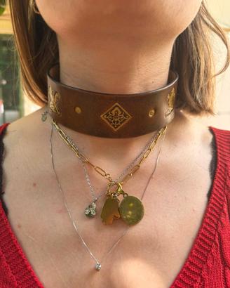Choker/collana in vero cuoio fatto a mano artigian