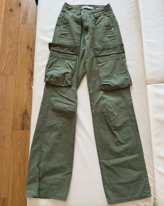 Jeans verde cargo donna