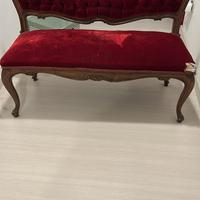 Panca imbottita Barocca Luigi XV velluto rosso