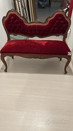 Panca imbottita Barocca Luigi XV velluto rosso