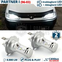 Lampadine LED H4 per Peugeot Partner 1 Luce Bianca
