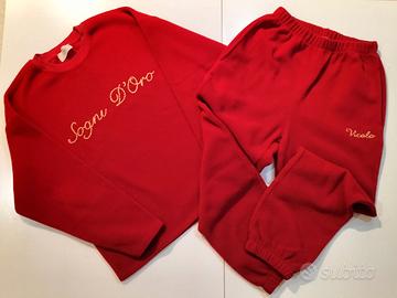 Pigiama donna invernale pile rosso tasche caldo