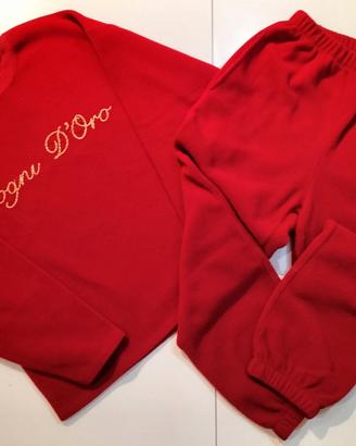 Pigiama donna invernale pile rosso tasche caldo
