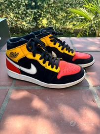 Jordan 1 Mid Nero Amarillo Arancione