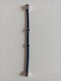 Bracciale in tessuto blu e acciaio

