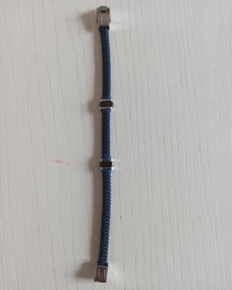 Bracciale in tessuto blu e acciaio