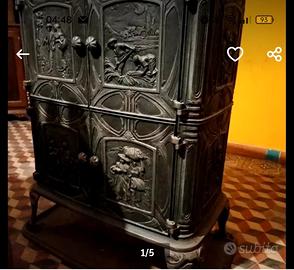 stufa a legna in ghisa con decori