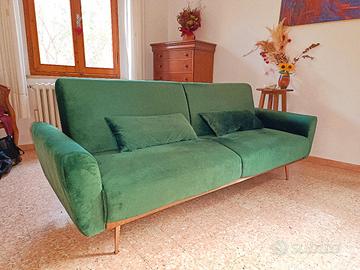 Divano-Letto Sweeek Oskar 2/3 Posti Velluto Bosco