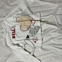 Maglietta bianca a maniche lunghe in cotone