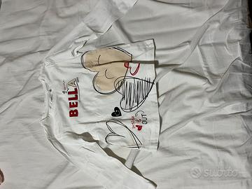 Maglietta bianca a maniche lunghe in cotone