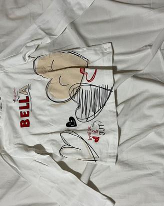 Maglietta bianca a maniche lunghe in cotone