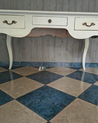 Scrivania bianca con cassetti shabby chic