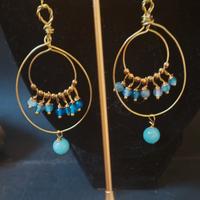 orecchini cerchio agata, acquamarina 