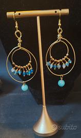 orecchini cerchio agata, acquamarina 