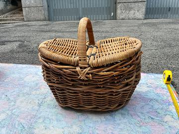 cestino da picnic vintage in vero vimini