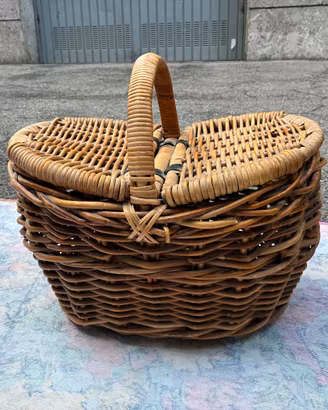cestino da picnic vintage in vero vimini