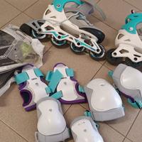 pattini e set protezioni oxelo tg. 6-10 anni