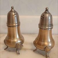 Set Saliera / Pepiera In Ottone Vintage