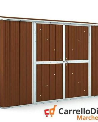 Casetta in lamiera esterno 307x100cm legno scuro