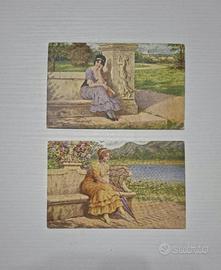2 cartoline antiche "l'ora dei ricordi"