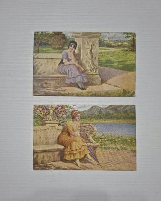 2 cartoline antiche "l'ora dei ricordi"
