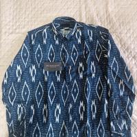 burberry camicia blu con grafiche taglia s