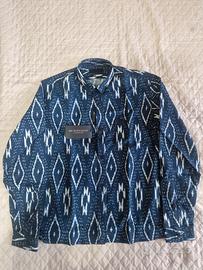 burberry camicia blu con grafiche taglia s