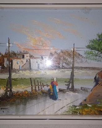 Olio su Tela  _ PAESAGGIO BUCOLICO di Campagna