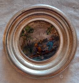 Piattino in Silver Plated con paesaggio lacustre