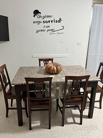 Tavolo da cucina base legno e top granito