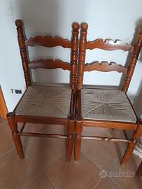 Sedie legno noce  seduta di corda 