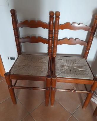 Sedie legno noce  seduta di corda 