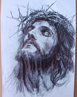 Disegno fatto a mano "Gesù con corona di spine" 
