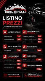 Lavaggio auto/moto tappezzeria domicilio