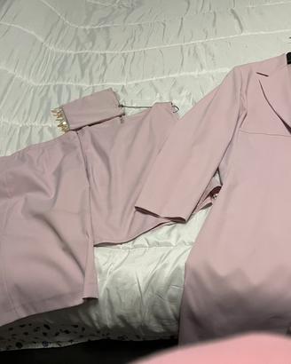 Tailleur con soprabito rosa