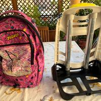 Zaino seven fucsia con carrellino giallo fluo