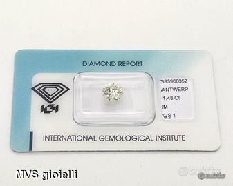 Anello solitario diamante ct 1,48 certificato IGI