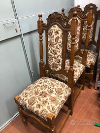 Set di 3 sedie in legno con tappezzeria floreale