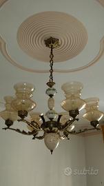Lampadario in ceramica vetro e ferro