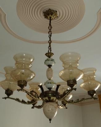 Lampadario in ceramica vetro e ferro