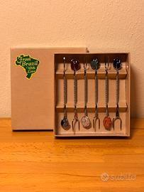 Set 6 forchettine aperitivo con pietre colorate