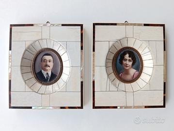 Coppia di miniature antiche firmate Weber