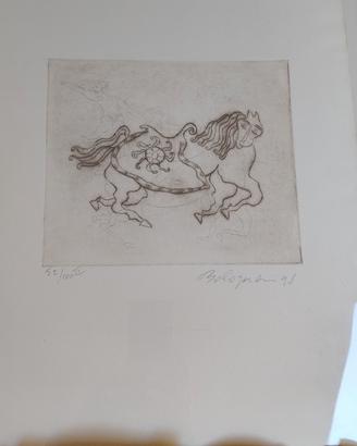 Ferruccio Bolognesi "cavalli " litografia del 1978