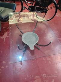 Tavolino salotto ferro battuto e cristallo