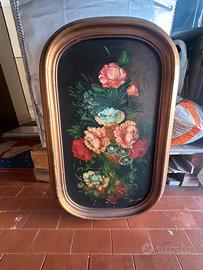 Coppia di quadri antichi floreali