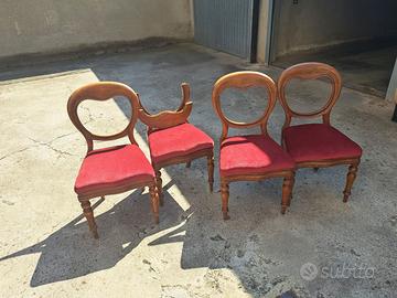 4 sedie d'epoca seduta imbottita  stile L. Filippo