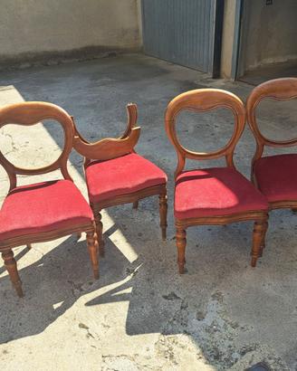 4 sedie d'epoca seduta imbottita  stile L. Filippo