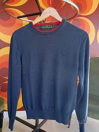 Maglione Fred Perry blu girocollo logo ricamato