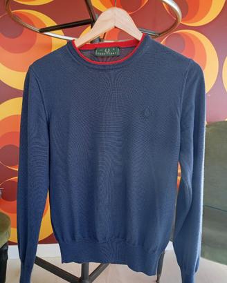 Maglione Fred Perry blu girocollo logo ricamato